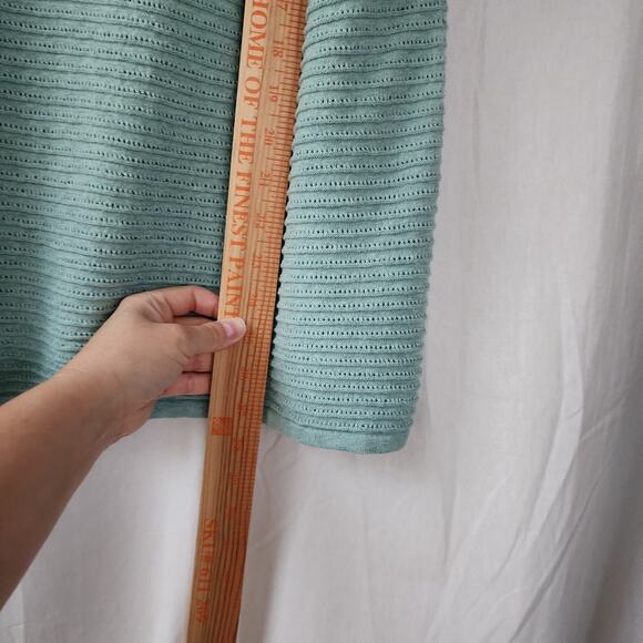 J. Jill Wearever Textured Short-Sleeve Pullover size XL mint green ribbed boho - Picture 4 of 11